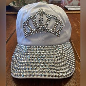 Diva Queen Baseball Cap Mother’s Day White with Silver Gems